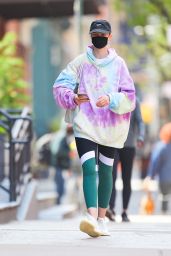 Ana Vyalitsyna in a Tie-Dye Top in New York City 04/21/2021