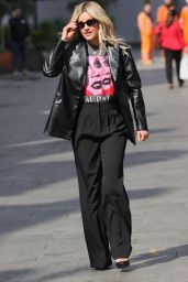 Ashley Roberts in a Print T Shirt and Black Trousers 04/21/2021