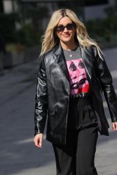 Ashley Roberts in a Print T Shirt and Black Trousers 04/21/2021