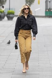 Ashley Roberts in Black Denim Shirt and Camel Culottes 04/28/2021