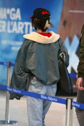 Bella Hadid in Travel Outfit at Milan Airport 04/12/2021