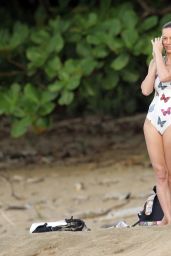 Brie Larson in a Butterfly Swimsuit on vacation in Hawaii 04/19/2021