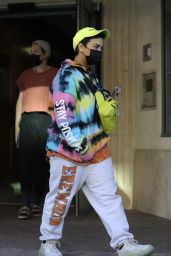 Demi Lovato in Colorful Tie Dye Hoodie - Beverly Hills 03/31/2021