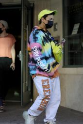 Demi Lovato in Colorful Tie Dye Hoodie - Beverly Hills 03/31/2021