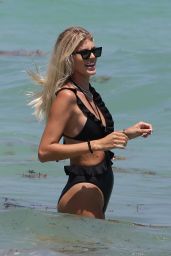 Devon Windsor in a Black Ruffled Swimsuit - Miami 04/14/2021