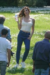 Elisabetta Canalis - Shooting the commercial at a Park in Rome 04/13/2021