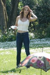 Elisabetta Canalis - Shooting the commercial at a Park in Rome 04/13/2021