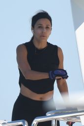 Eva Longoria - Jumping on a Trampoline While on a Yacht in Miami 04/14/2021
