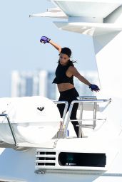Eva Longoria - Jumping on a Trampoline While on a Yacht in Miami 04/14/2021