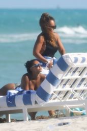 Evelyn Lozada and Shaniece Hairston on the Beach in Miami 04/28/2021