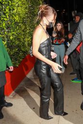 Hailey Rhode Bieber in an All-Black Leather Outfit at Giorgio Baldi in Santa Monica 04/23/2021