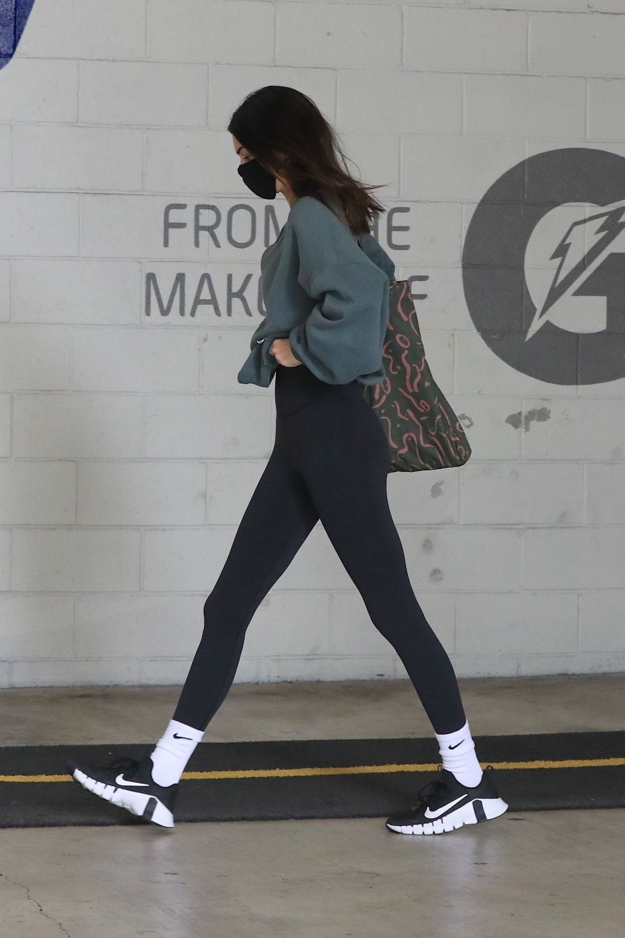 Kendall Jenner Is Sporty in Nike Hoodie, nike free rn earth camo