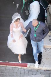 Lady Gaga Wears a Wedding Dress - "House of Gucci" Set in Rome 04/08/2021