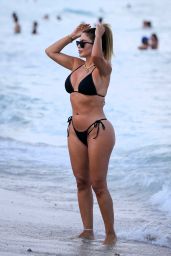 Larsa Pippen in a Black Bikini at the Beach in Miami 04/25/2021