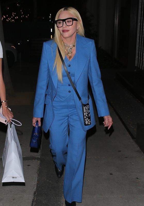 Madonna in Blue at Craig’s in West Hollywood 04/20/2021