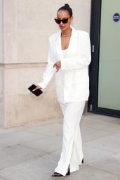 Maya Jama in a White Trouser Suit 04/20/2021