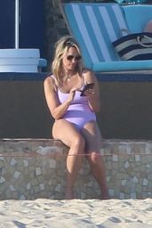 Molly Sims in a Lavender Swimsuit at the Beach in Cabo San Lucas 04/05/2021