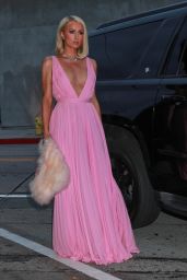 Paris Hilton in a Pink Gown by Givenchy at Craigs Restaurant in West Hollywood 04/21/2021