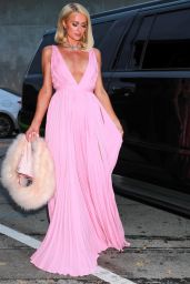 Paris Hilton in a Pink Gown by Givenchy at Craigs Restaurant in West Hollywood 04/21/2021