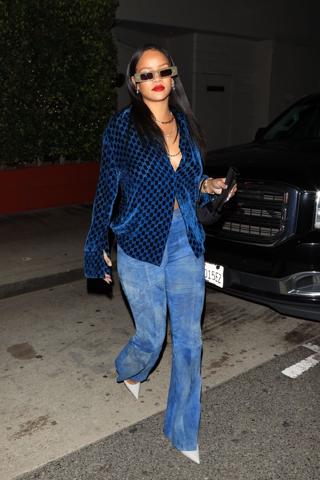 Rihanna in Gucci Blue While at Giorgio Baldi in Santa Monica 04/24/2021 ...