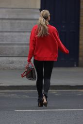 Vogue Williams in Black Leggings and Red Top 04/25/2021