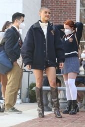Zion Moreno, Jordan Alexander, Emily Alyn Lind and Whitney Peak - "Gossip Giril" Reboot Filming in NY 04/06/2021