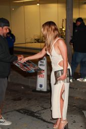 Addison Rae in a Plunging Dress at Craig’s in West Hollywood 05/30/2021