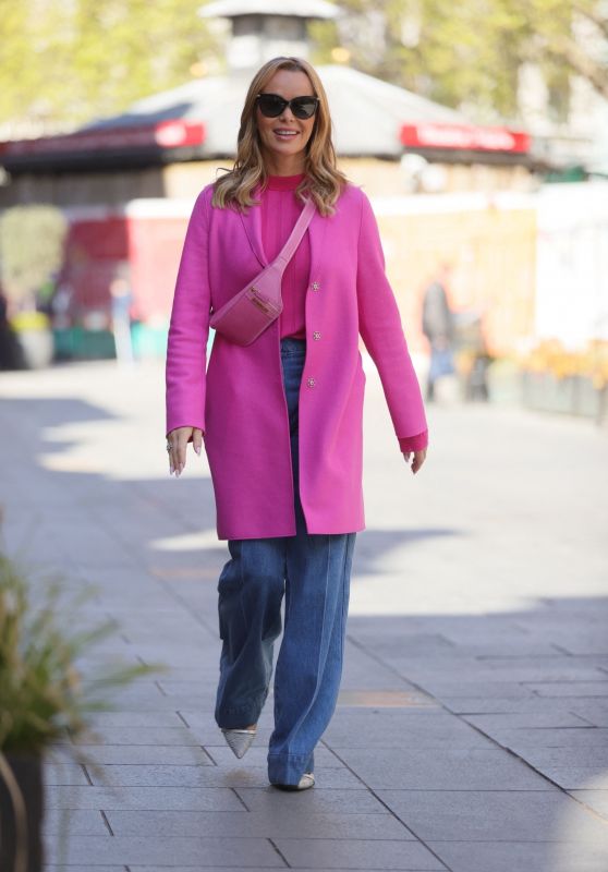 Amanda Holden in a Pink Coat and Glared Denim 05/07/2021