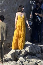 Ana de Armas in a Yellow Maxi Dress - Filming Advertisement in Mallorca 05/18/2021