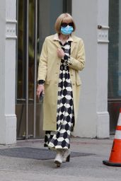 Anna Wintour in a Patterned Dress and Snakeskin Leather Boots - Manhattan 05/24/2021