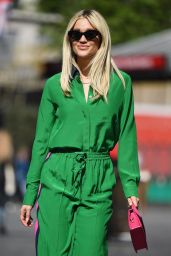 Ashley Roberts in Bright Green Shirt and Trousers 05/19/2021