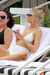 Charlotte McKinney in a White Bikini - Beach in Miami 05/14/2021