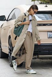Hailey Rhode Bieber in a Burberry Rain Coat - Los Angeles 05/06/2021