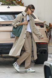 Hailey Rhode Bieber in a Burberry Rain Coat - Los Angeles 05/06/2021