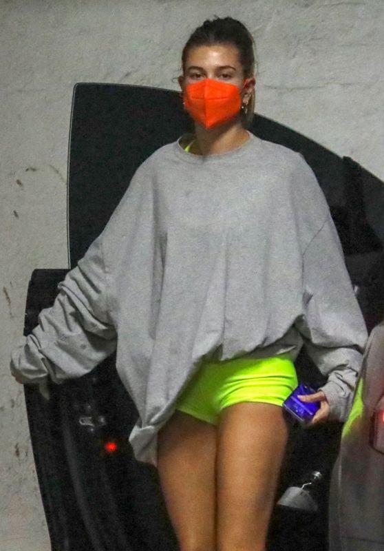 Hailey Rhode Bieber in Workout Shorts in Los Angeles 05/20/2021