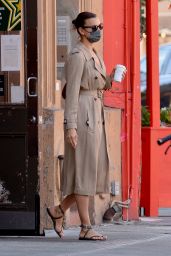 Irina Shayk Wearing a Camel Trench Coat in New York 05/12/2021
