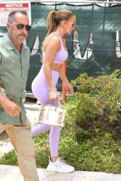 Jennifer Lopez in Purple Sports Bra and Leggings - Miami 05/27/2021