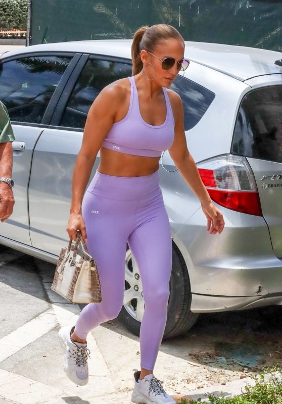 Jennifer Lopez in Purple Sports Bra and Leggings (more photos) 05/27/2021