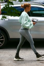Jennifer Lopez in Silver Leggings and a Cropped Sweater - Miami 05/13/2021