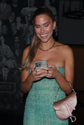 Kara Del Toro in a Form-Fitting Strapless Green Dress at Catch LA in West Hollywod 05/27/2021