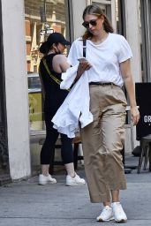 Maria Sharapova in a White Tee, Khaki Pants and White Sneakers - NYC 05/26/2021