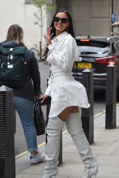 Maya Jama in Mini-Dress and Knee High Boots - London 05/20/2021