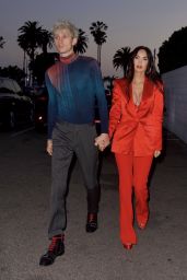 Megan Fox in a Red Hot Bra With Matching Satin Suit and Platform Heels 05/16/2021