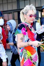 Miley Cyrus in Funky 70s Rocker Dress - New York 05/05/2021