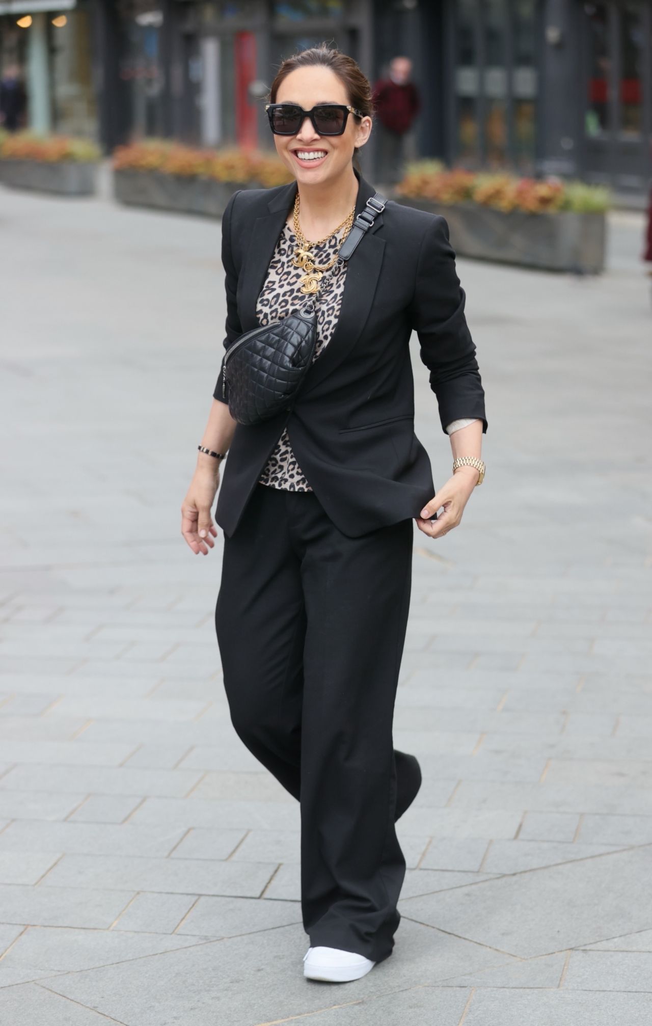 Myleene Klass in a Black Trouser Suit and a Printed Top 05/06/2021 ...