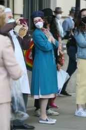 Rachel Brosnahan on Set Filming New Scenes for the "The Marvelous Mrs. Maisel" in NY 05/12/2021