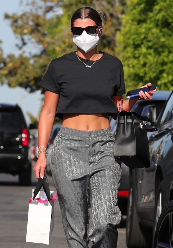 Sofia Richie in a Black Crop Top - Shopping in West Hollywood 05/26/2021