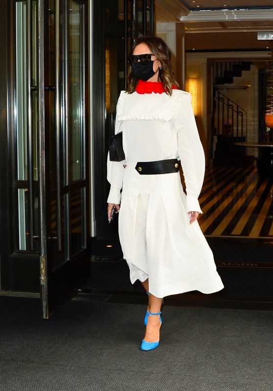 Victoria Beckham in a White Full-Length Dress - NYC 05/25/2021