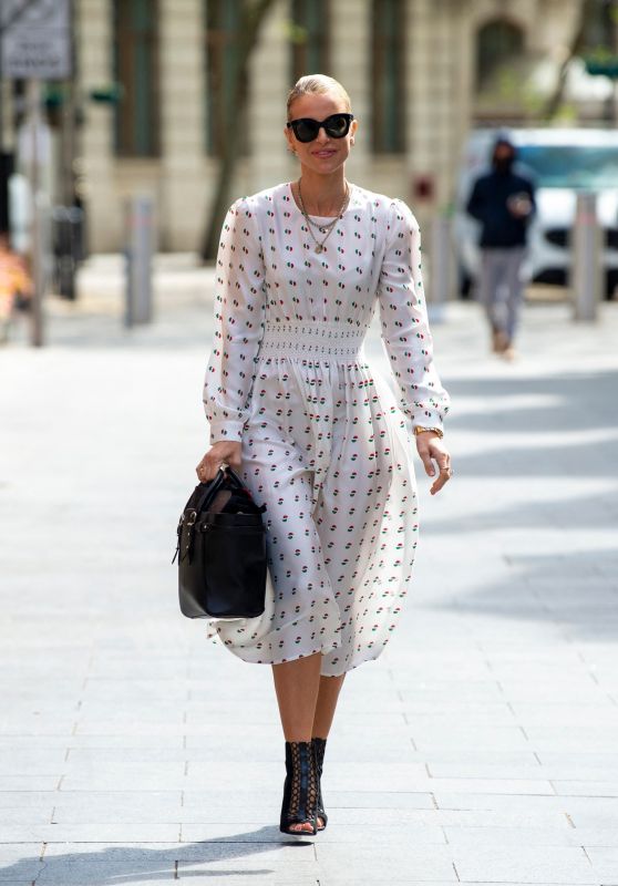 Vogue Williams in Polka Dot Dress - London 05/04/2021