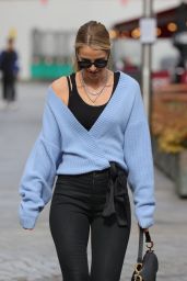 Vogue Williams in Skin Tight Trousers and Blue Cardigan 05/03/2021
